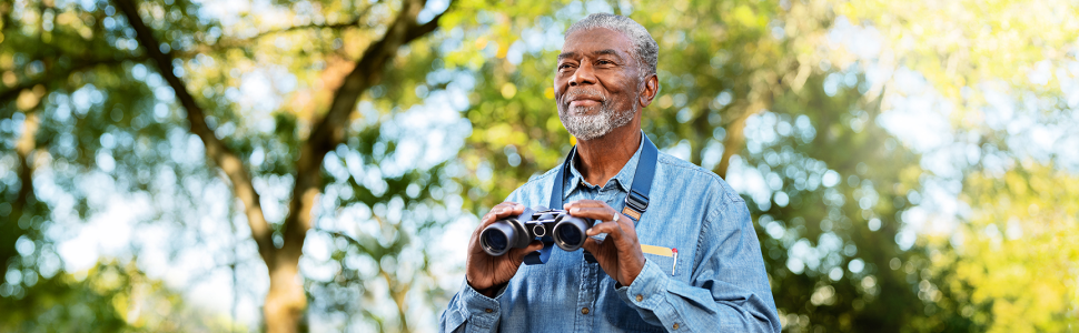 Man holding binoculars